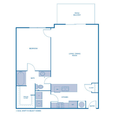 Rendering of the A7LOFT floor plan with 1 bedroom[s] and 1 bathroom[s] at IMT Franklin Gateway