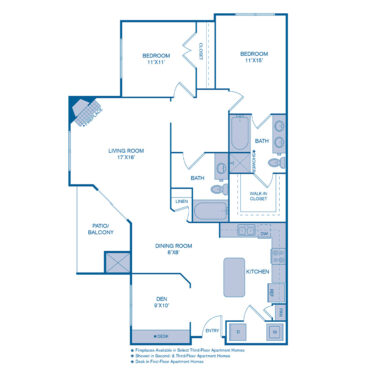 Rendering of the B3 Upgrade floor plan with 2 bedroom[s] and 2 bathroom[s] at IMT Cornerstar Ranch