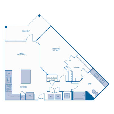Rendering of the A2-Alt floor plan with 1 bedroom[s] and 1 bathroom[s] at IMT Lake House