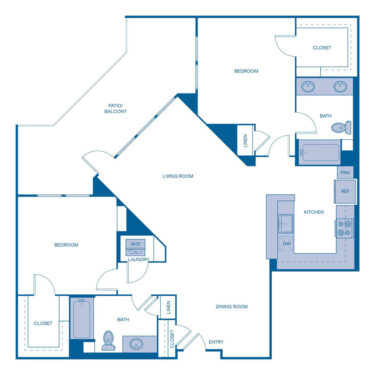 Rendering of the B4 floor plan with 2 bedroom[s] and 2 bathroom[s] at IMT Laguna Niguel