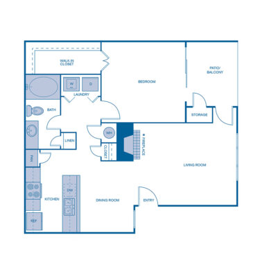 Rendering of the A1 Upgrade floor plan with 1 bedroom[s] and 1 bathroom[s] at IMT Hyland Hills