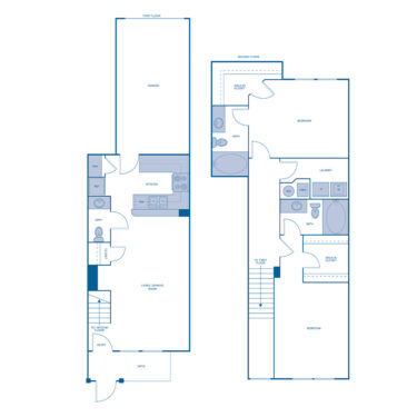 Rendering of the B5 floor plan with 2 bedroom[s] and 2 bathroom[s] at IMT Dayton Station