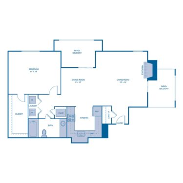 Rendering of the A1 floor plan with 1 bedroom[s] and 1 bathroom[s] at Summerset Village