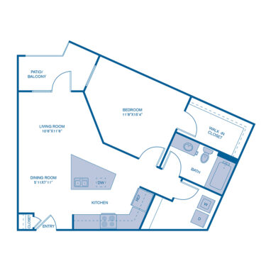 Rendering of the A11 floor plan with 1 bedroom[s] and 1 bathroom[s] at IMT Prestonwood