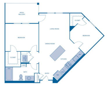 Rendering of the B1 floor plan with 2 bedroom[s] and 1 bathroom[s] at IMT Laguna Niguel