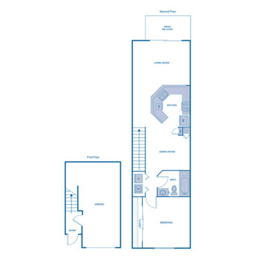 Rendering of the A5 floor plan with 1 bedroom[s] and 1 bathroom[s] at IMT Boynton Beach