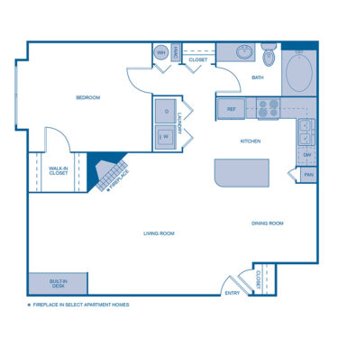 Rendering of the A15 floor plan with 1 bedroom[s] and 1 bathroom[s] at IMT Dayton Station