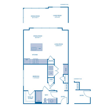 Rendering of the A8 floor plan with 1 bedroom[s] and 1 bathroom[s] at IMT Prestonwood