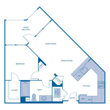 Rendering of the A2 floor plan with 1 bedroom[s] and 1 bathroom[s] at IMT Laguna Niguel