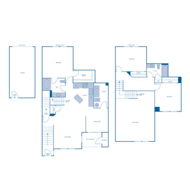 Rendering of the C1 floor plan with 3 bedroom[s] and 2 bathroom[s] at IMT Dayton Station