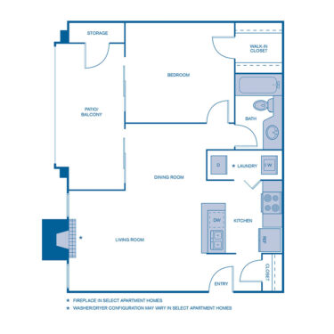 Rendering of the A2 floor plan with 1 bedroom[s] and 1 bathroom[s] at IMT Wood Ranch