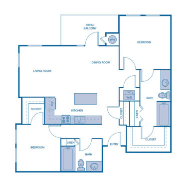 Rendering of the B4 floor plan with 2 bedroom[s] and 2 bathroom[s] at IMT Desert Ridge