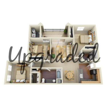 Rendering of the C1 Upgrade floor plan with 3 bedroom[s] and 2 bathroom[s] at IMT Stevenson Ranch