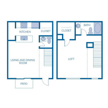 Rendering of the A2 floor plan with 1 bedroom[s] and 1 bathroom[s] at IMT Belasera at Forest Hills
