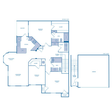 Rendering of the C2 floor plan with 3 bedroom[s] and 2 bathroom[s] at IMT Cinco Ranch