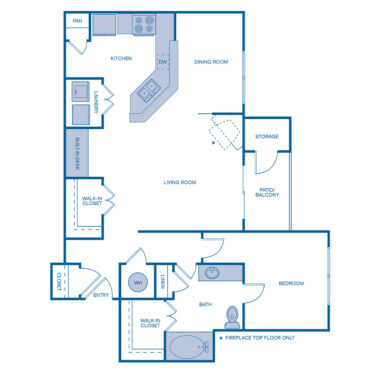 Rendering of the A2W Upgrade floor plan with 1 bedroom[s] and 1 bathroom[s] at IMT Cool Springs