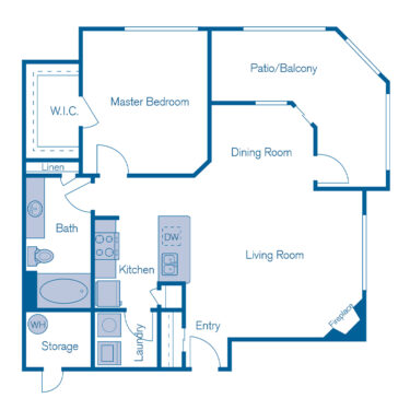 Rendering of the A2 UPGRADE floor plan with 1 bedroom[s] and 1 bathroom[s] at IMT Riverview