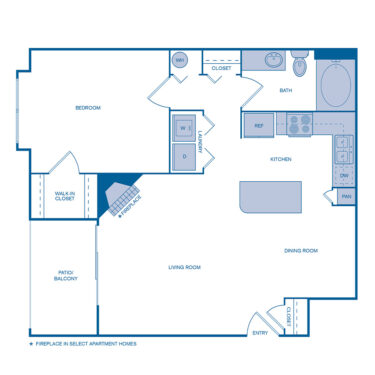 Rendering of the A11 Upgrade floor plan with 1 bedroom[s] and 1 bathroom[s] at IMT Dayton Station