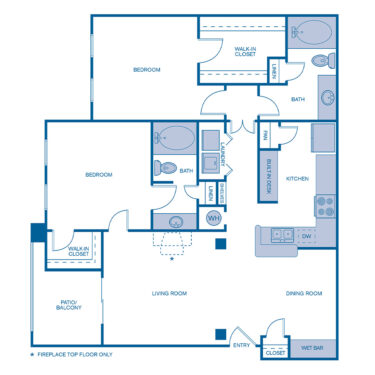 Rendering of the B4E Upgrade floor plan with 2 bedroom[s] and 2 bathroom[s] at IMT Cool Springs