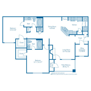 Rendering of the B5UPGRADE floor plan with 2 bedroom[s] and 2 bathroom[s] at IMT Deerfield