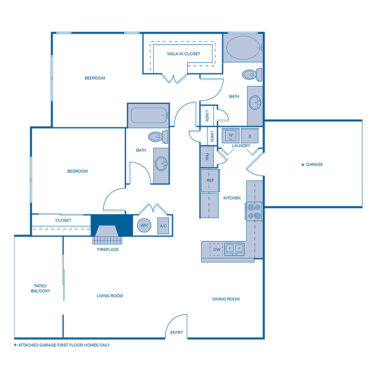 Rendering of the B5 Upgrade floor plan with 2 bedroom[s] and 2 bathroom[s] at IMT Hyland Hills