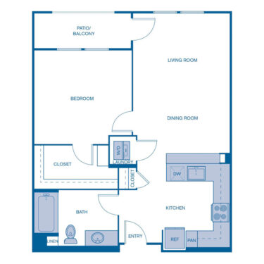 Rendering of the A1 floor plan with 1 bedroom[s] and 1 bathroom[s] at IMT Laguna Niguel