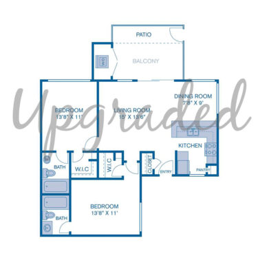 Rendering of the B3 Upgrade floor plan with 2 bedroom[s] and 2 bathroom[s] at IMT Sorrento Valley