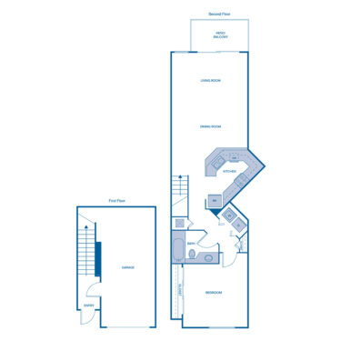 Rendering of the A6 floor plan with 1 bedroom[s] and 1 bathroom[s] at IMT Boynton Beach