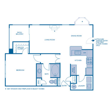 Rendering of the A1E Upgrade floor plan with 1 bedroom[s] and 1 bathroom[s] at IMT Cool Springs