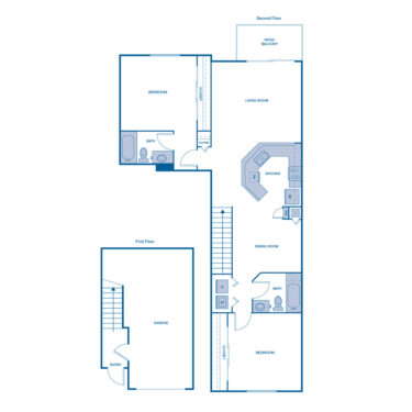 Rendering of the B4 floor plan with 2 bedroom[s] and 2 bathroom[s] at IMT Boynton Beach