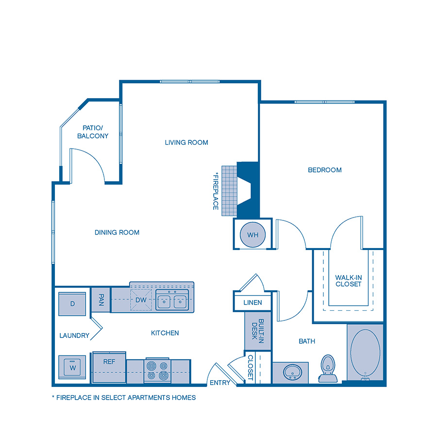 Rendering of the A2 floor plan with 1 bedroom[s] and 1 bathroom[s] at IMT Buckhead on 26th