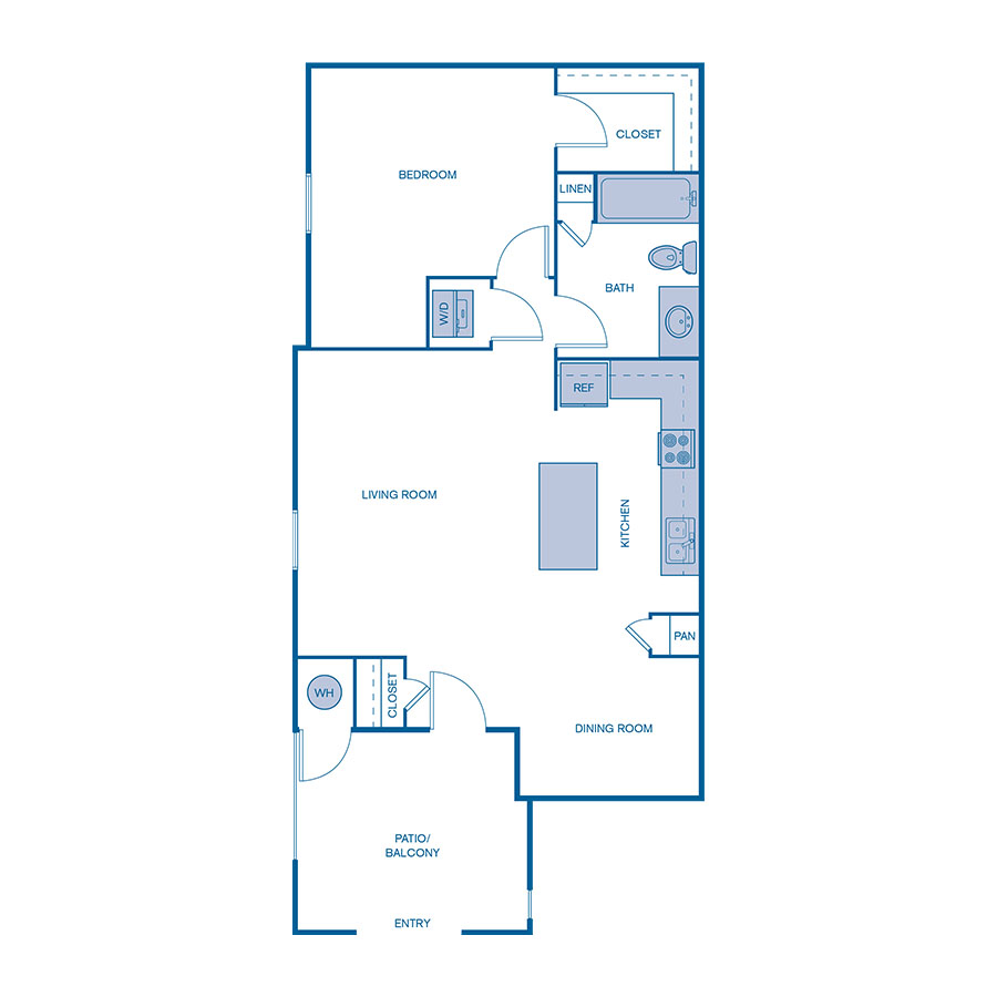 Rendering of the A3 floor plan with 1 bedroom[s] and 1 bathroom[s] at IMT Desert Ridge