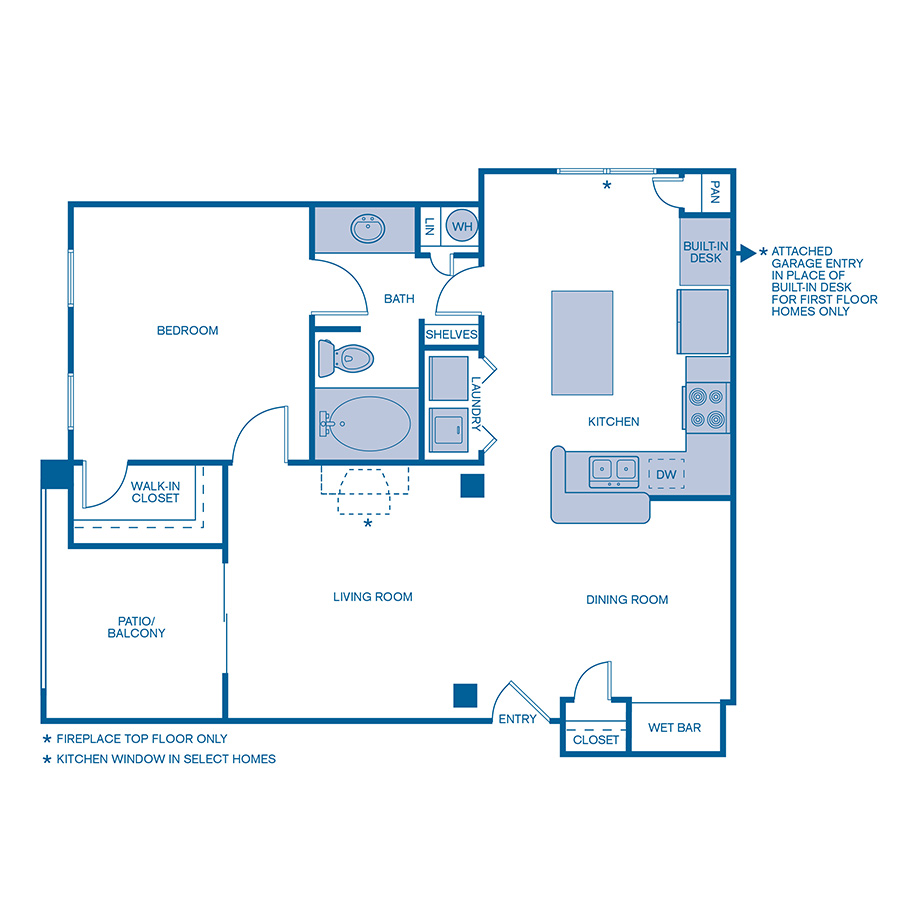 Rendering of the A2E Upgrade floor plan with 1 bedroom[s] and 1 bathroom[s] at IMT Cool Springs
