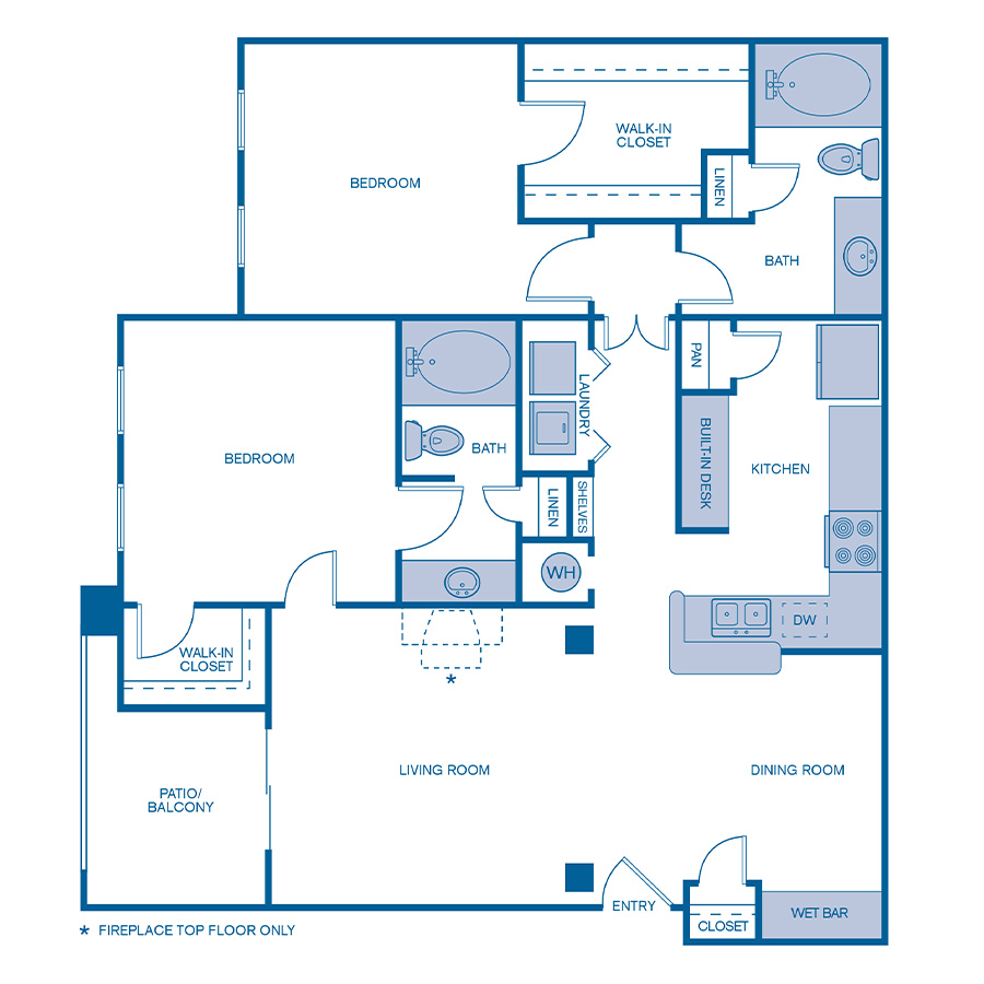 Rendering of the B4E Upgrade floor plan with 2 bedroom[s] and 2 bathroom[s] at IMT Cool Springs