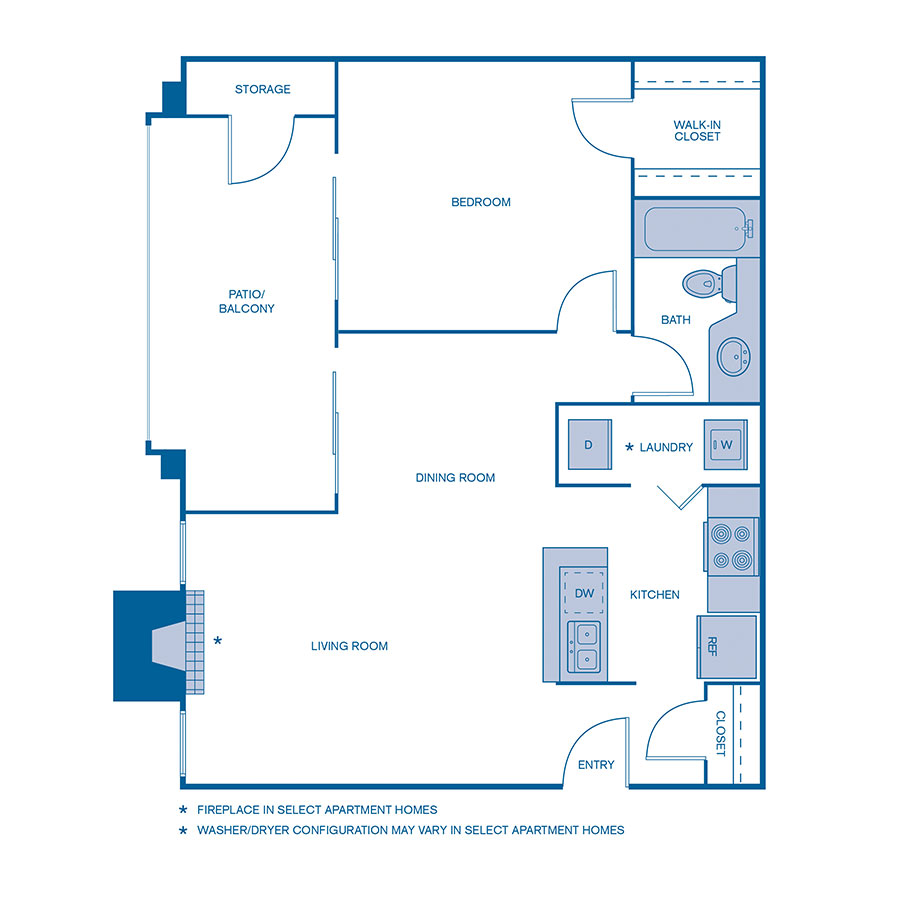Rendering of the A2 floor plan with 1 bedroom[s] and 1 bathroom[s] at IMT Wood Ranch