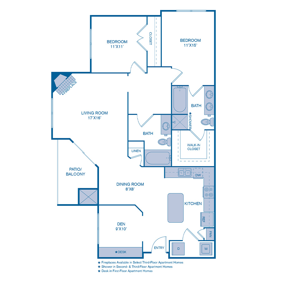 Rendering of the B3 floor plan with 2 bedroom[s] and 2 bathroom[s] at IMT Cornerstar Ranch