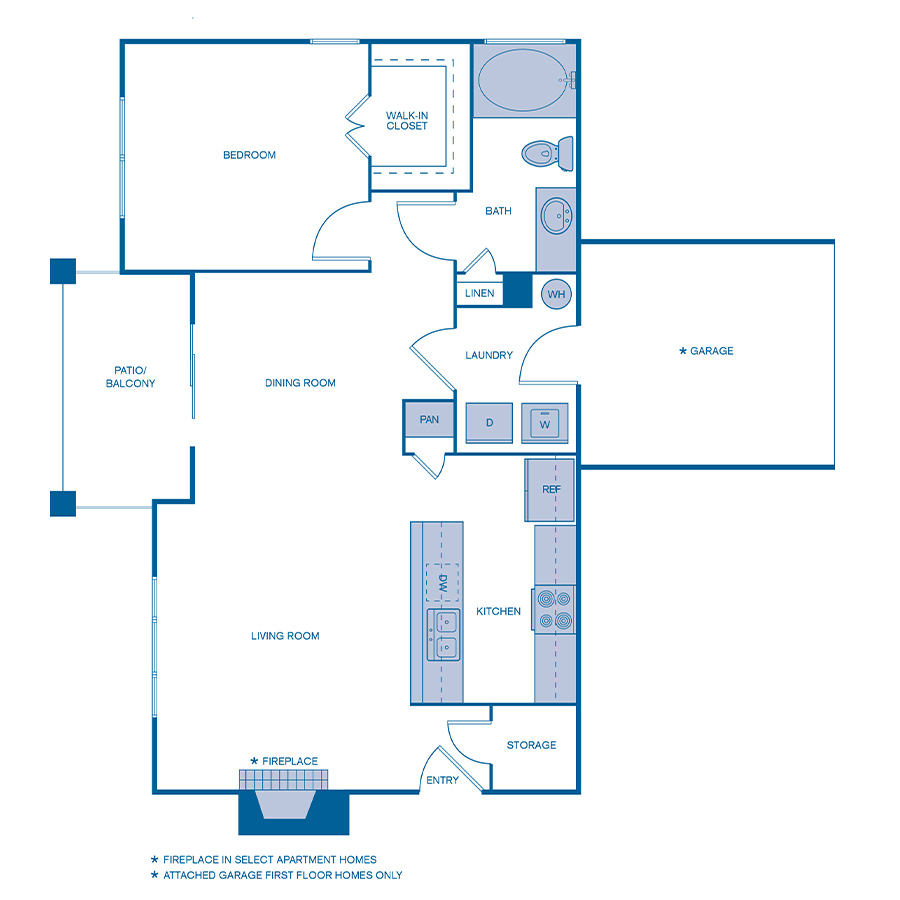 Rendering of the A2 Premium floor plan with 1 bedroom[s] and 1 bathroom[s] at IMT Hyland Hills