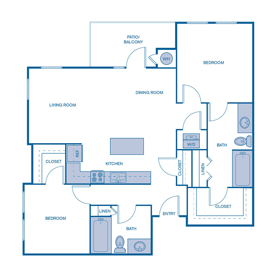 Rendering of the B4 floor plan with 2 bedroom[s] and 2 bathroom[s] at IMT Desert Ridge