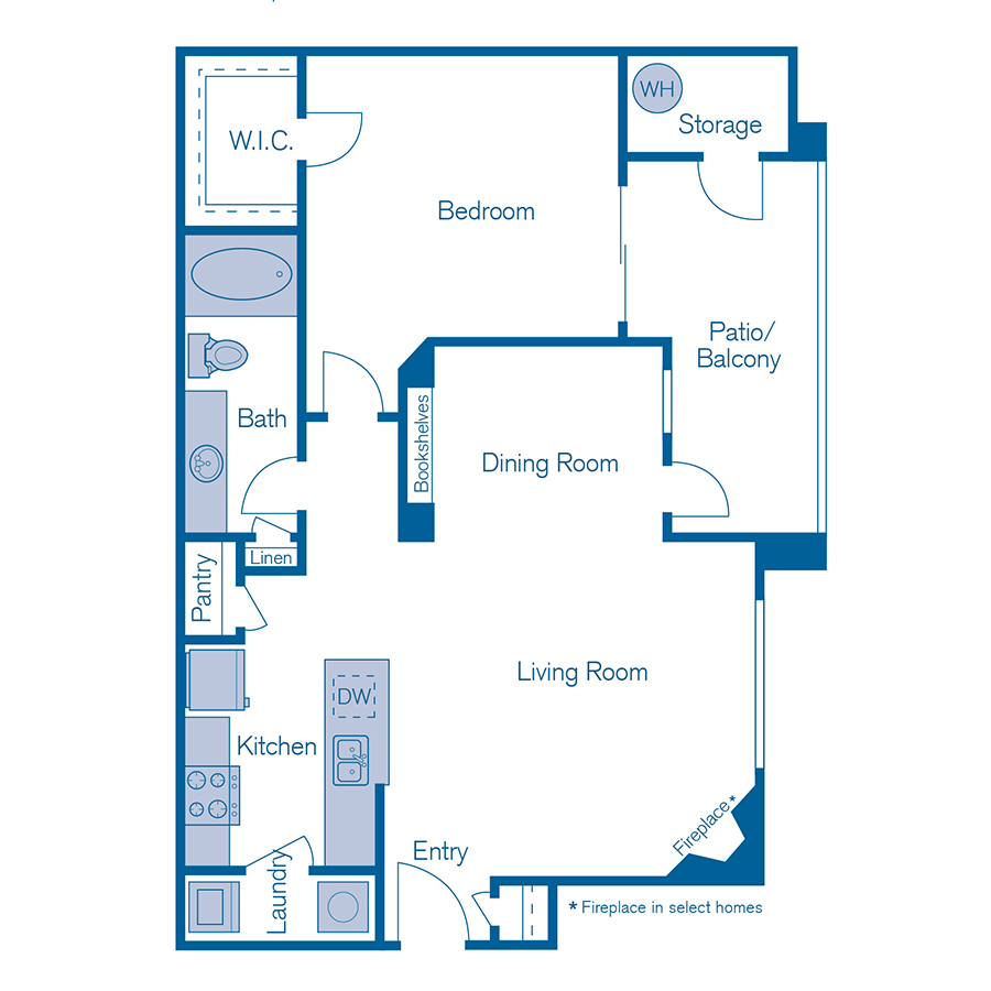Rendering of the A3 UPGRADE floor plan with 1 bedroom[s] and 1 bathroom[s] at IMT Riverview
