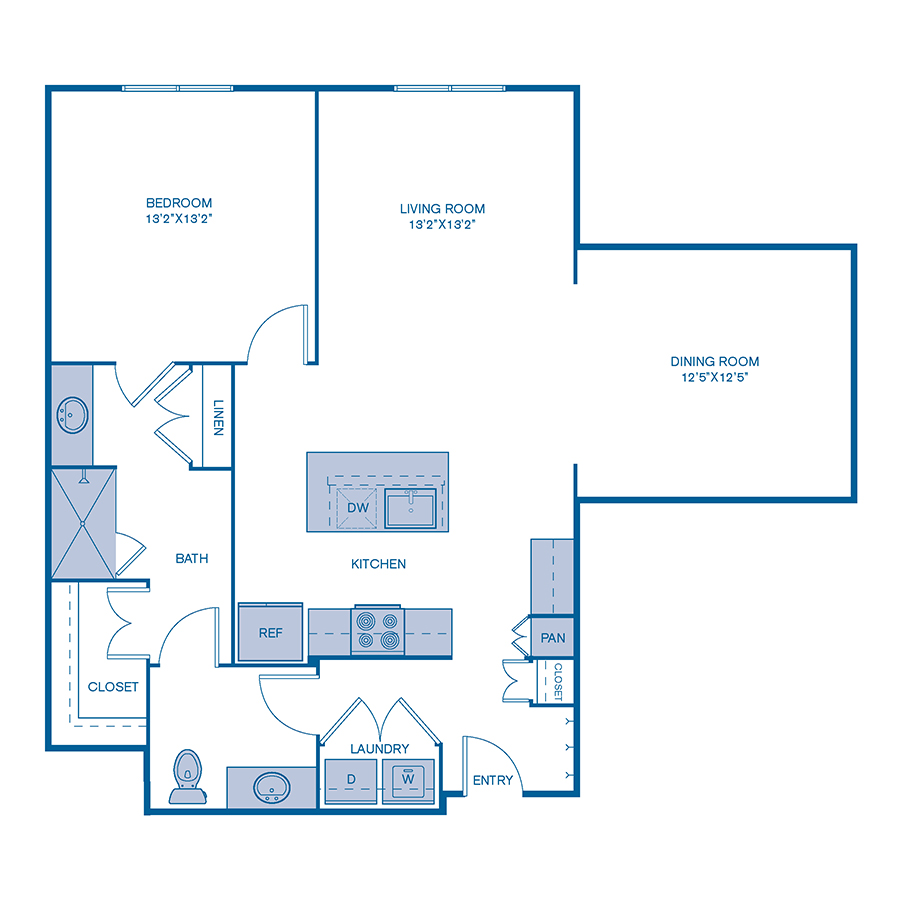 Rendering of the A5 floor plan with 1 bedroom[s] and 1 bathroom[s] at IMT Lake Mary