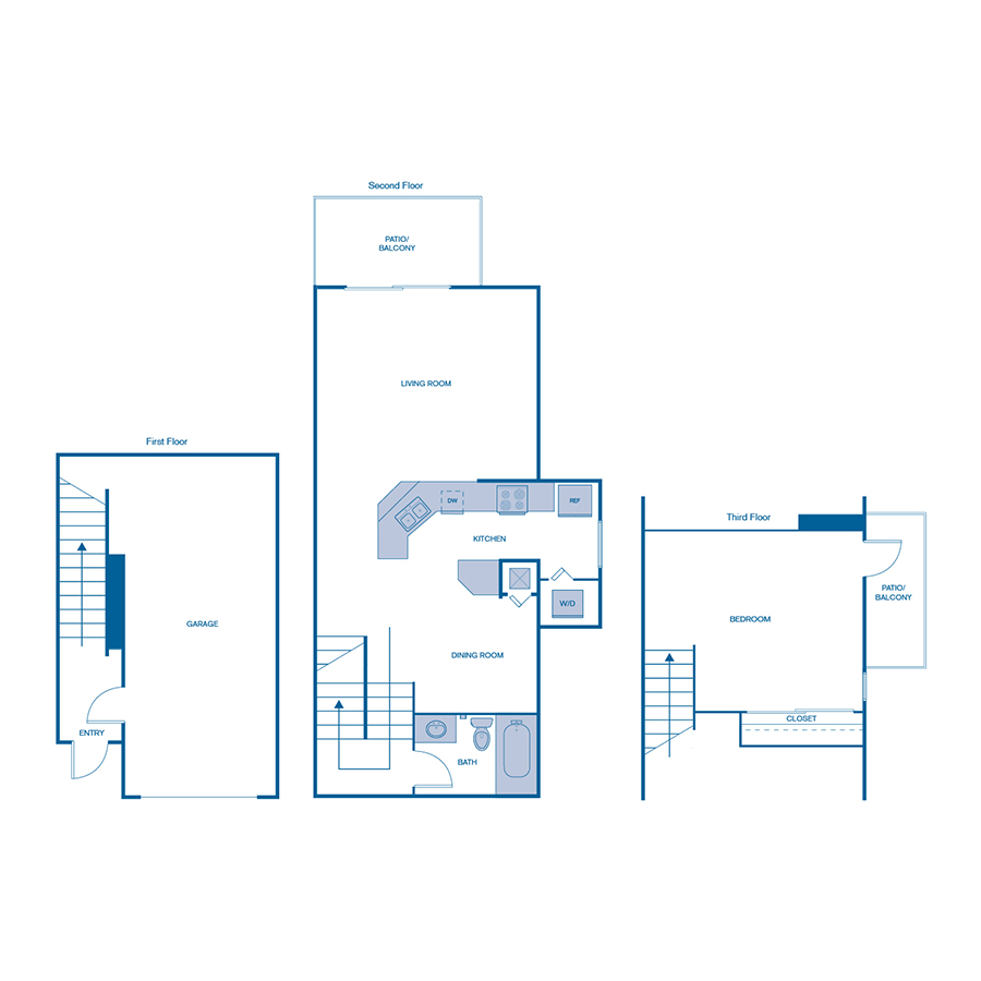 Rendering of the A4 floor plan with 1 bedroom[s] and 1 bathroom[s] at IMT Boynton Beach