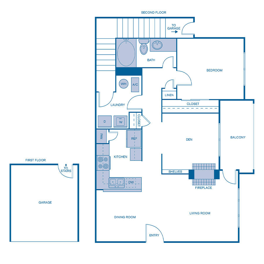 Rendering of the A3 floor plan with 1 bedroom[s] and 1 bathroom[s] at IMT Hyland Hills