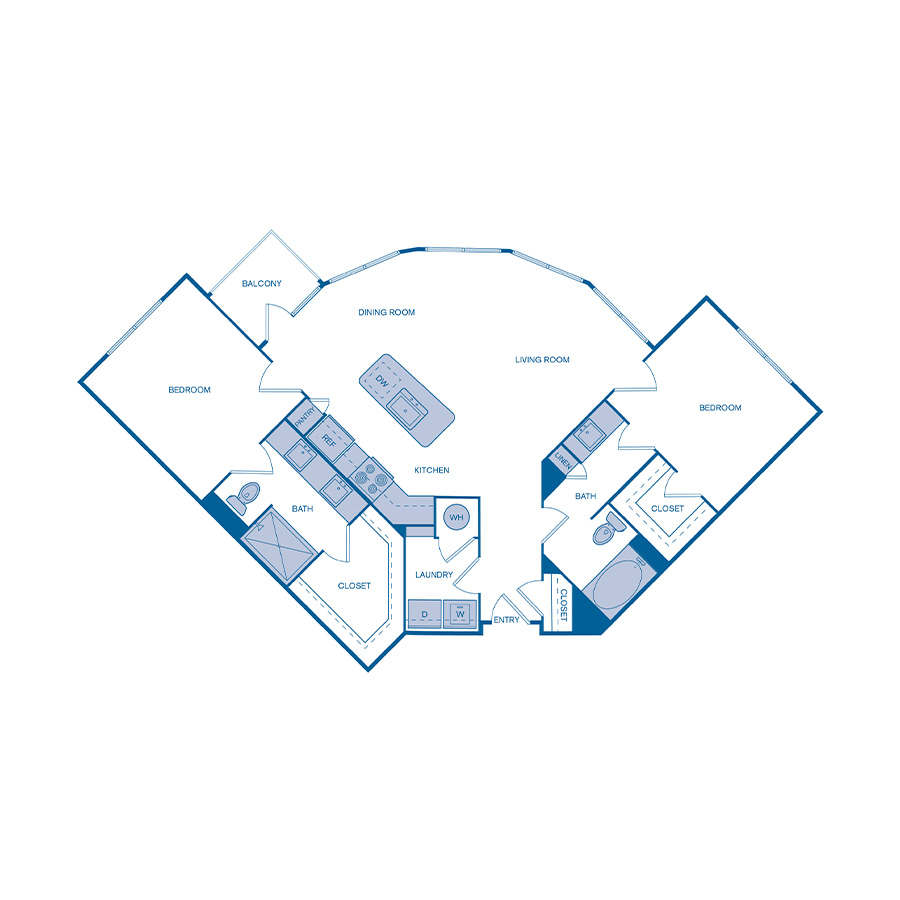 Rendering of the B4 floor plan with 2 bedroom[s] and 2 bathroom[s] at IMT Germantown