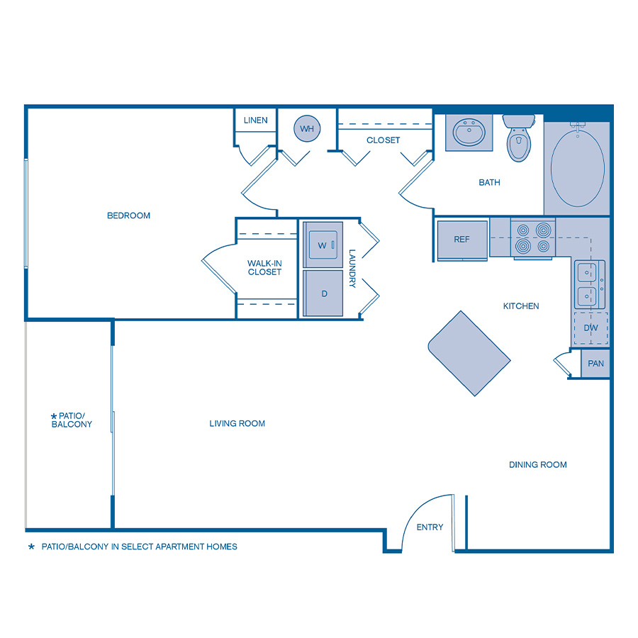 Rendering of the A4 Upgrade floor plan with 1 bedroom[s] and 1 bathroom[s] at IMT Dayton Station