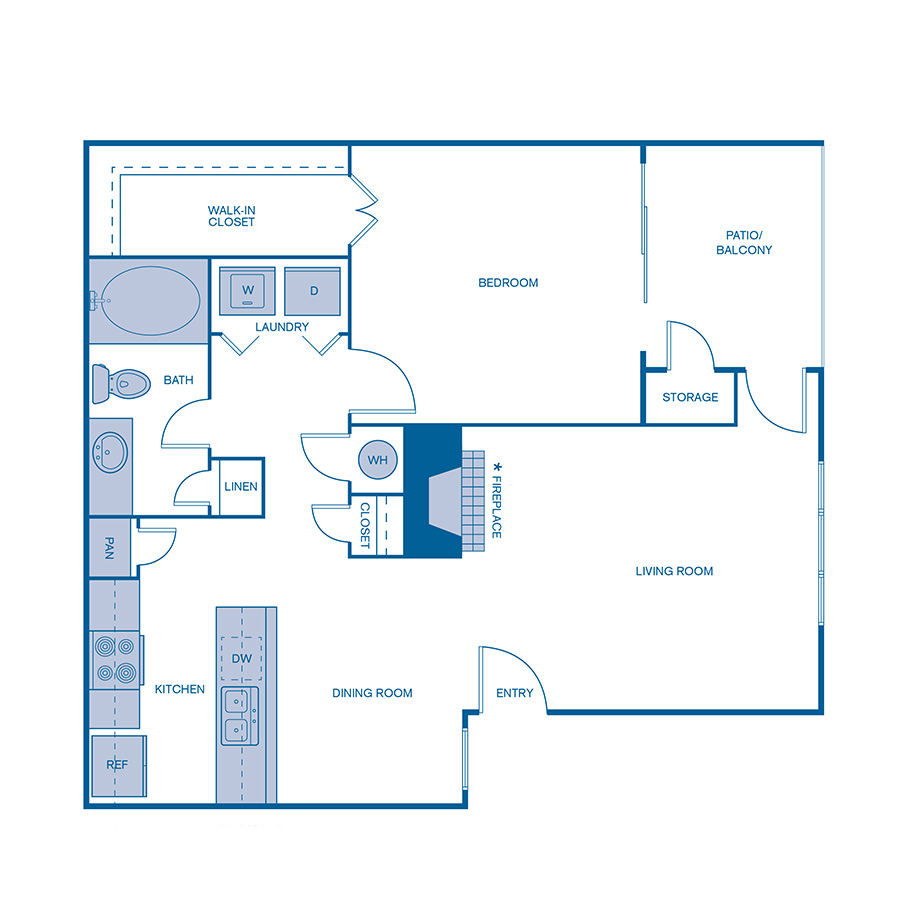 Rendering of the A1 Upgrade floor plan with 1 bedroom[s] and 1 bathroom[s] at IMT Hyland Hills