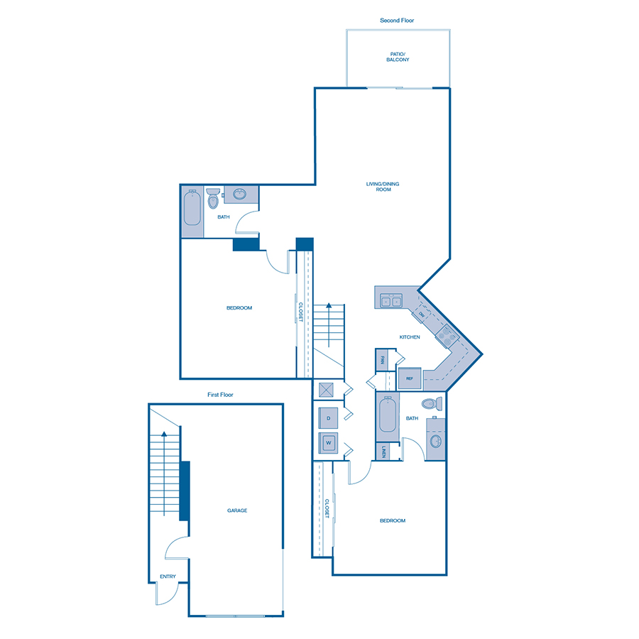Rendering of the B5 floor plan with 2 bedroom[s] and 2 bathroom[s] at IMT Boynton Beach