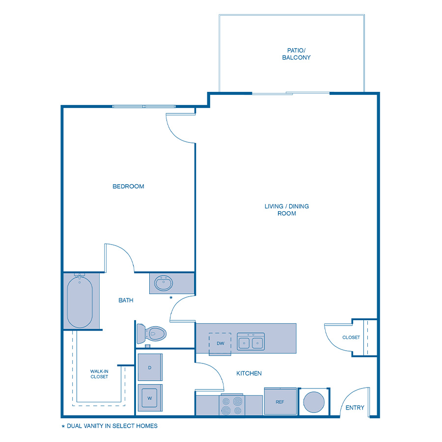 Rendering of the A7LOFT floor plan with 1 bedroom[s] and 1 bathroom[s] at IMT Franklin Gateway