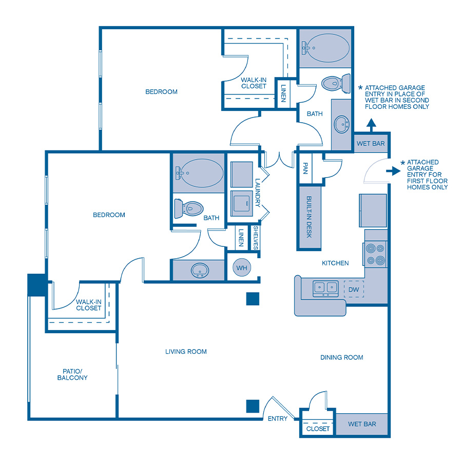 Rendering of the B3E Upgrade floor plan with 2 bedroom[s] and 2 bathroom[s] at IMT Cool Springs