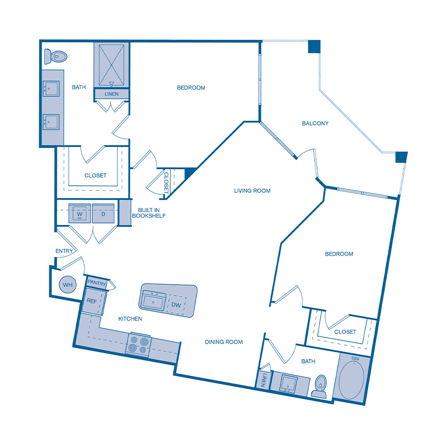 Rendering of the B5 floor plan with 2 bedroom[s] and 2 bathroom[s] at IMT Germantown