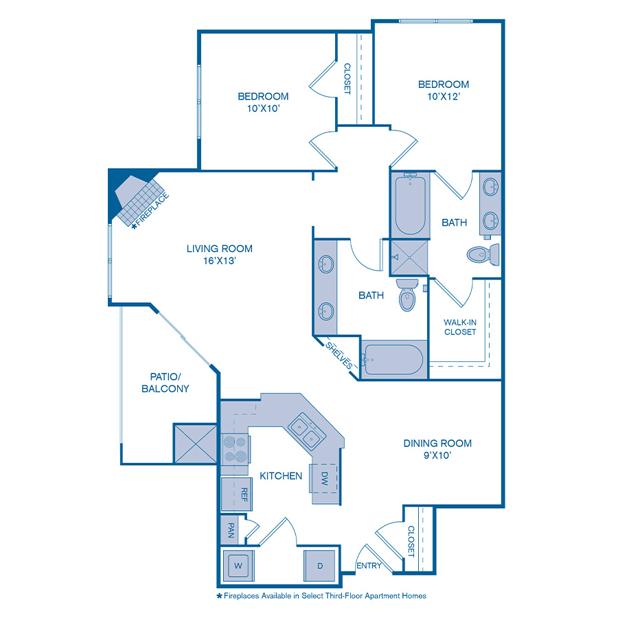 Rendering of the B2 floor plan with 2 bedroom[s] and 2 bathroom[s] at IMT Cornerstar Ranch